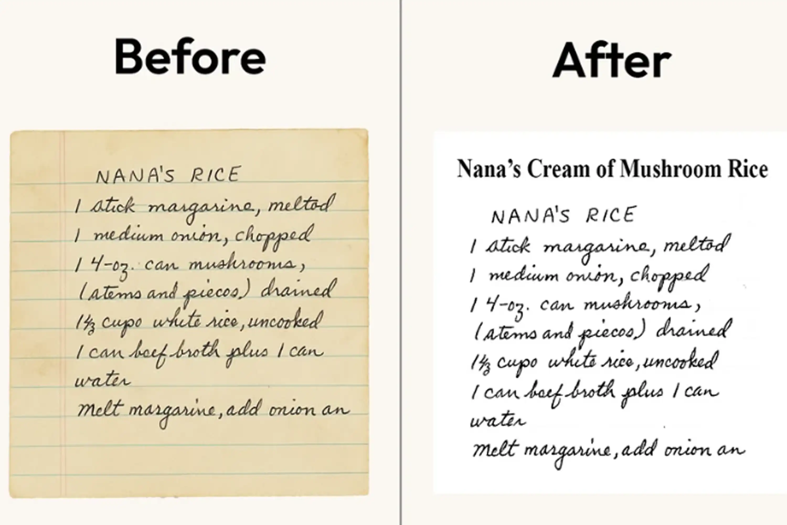 Handwritten Recipe Cleanup